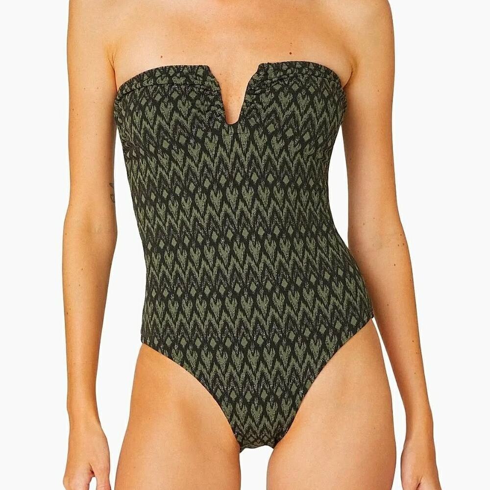 Shoshanna Shimmer U-Wire One-Piece Swimsuit, Olive Jet, NWT, MSRP $285